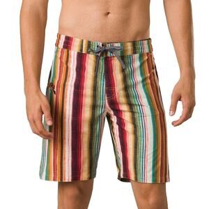 prAna Size 35 Baja Stripe 7” Fenton Boardshorts Swim Trunks Swimwear N10-22